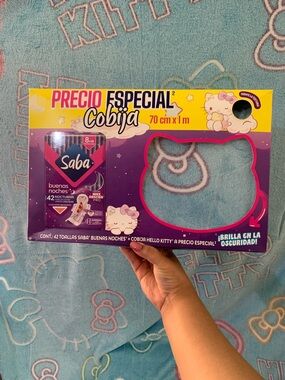 Limited Edition Saba X Hello Kitty Glow in Dark Throw Blanket - Aqua and Pink